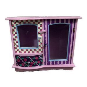 Girls Purple White Floral Hand Painted Jewelry Armoire Wood